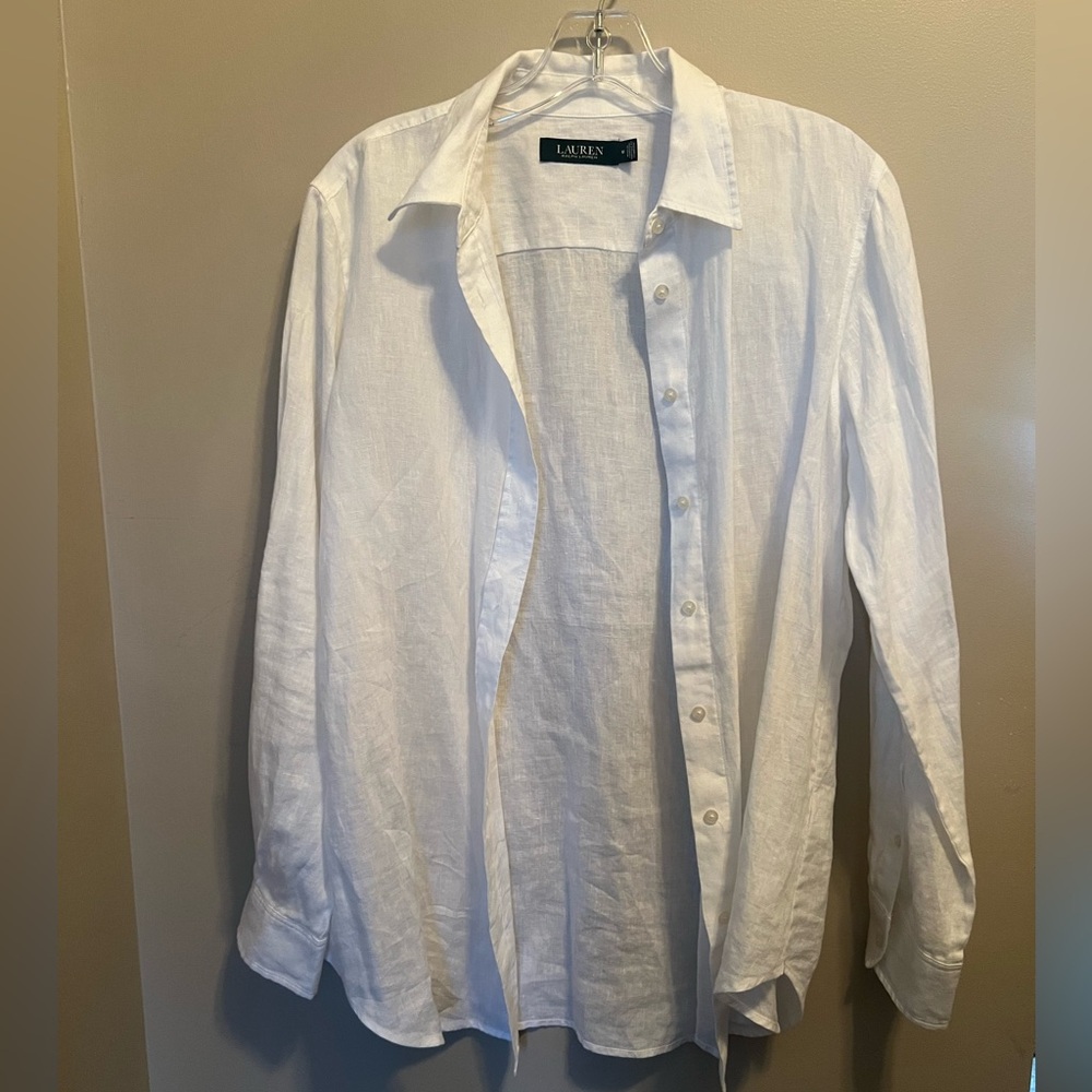 Lauren Ralph Lauren White Casual Button Down Shirt